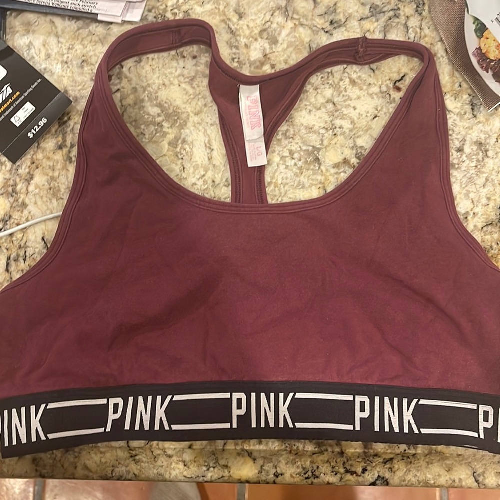 PINK Sports Bra Maroon size large